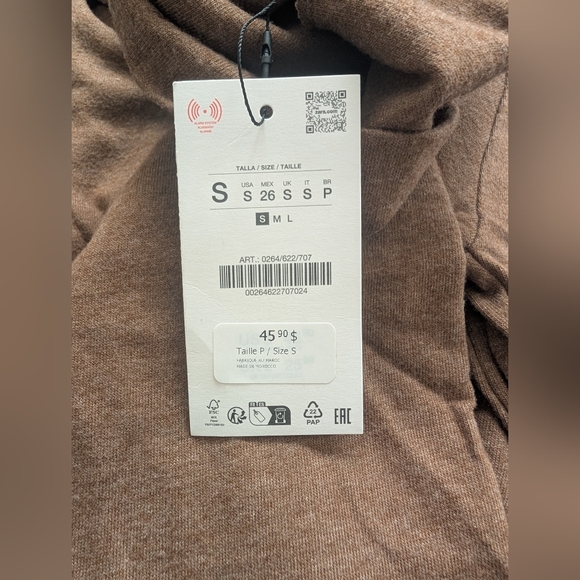 ✨2/$50✨NWT Zara Soft Cowl Neck Top In Taupe Brown - Picture 12 of 12